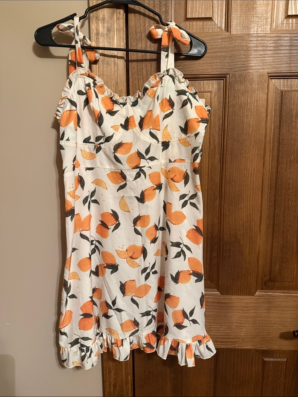 Cider Cream Sundress with Orange Fruit Print